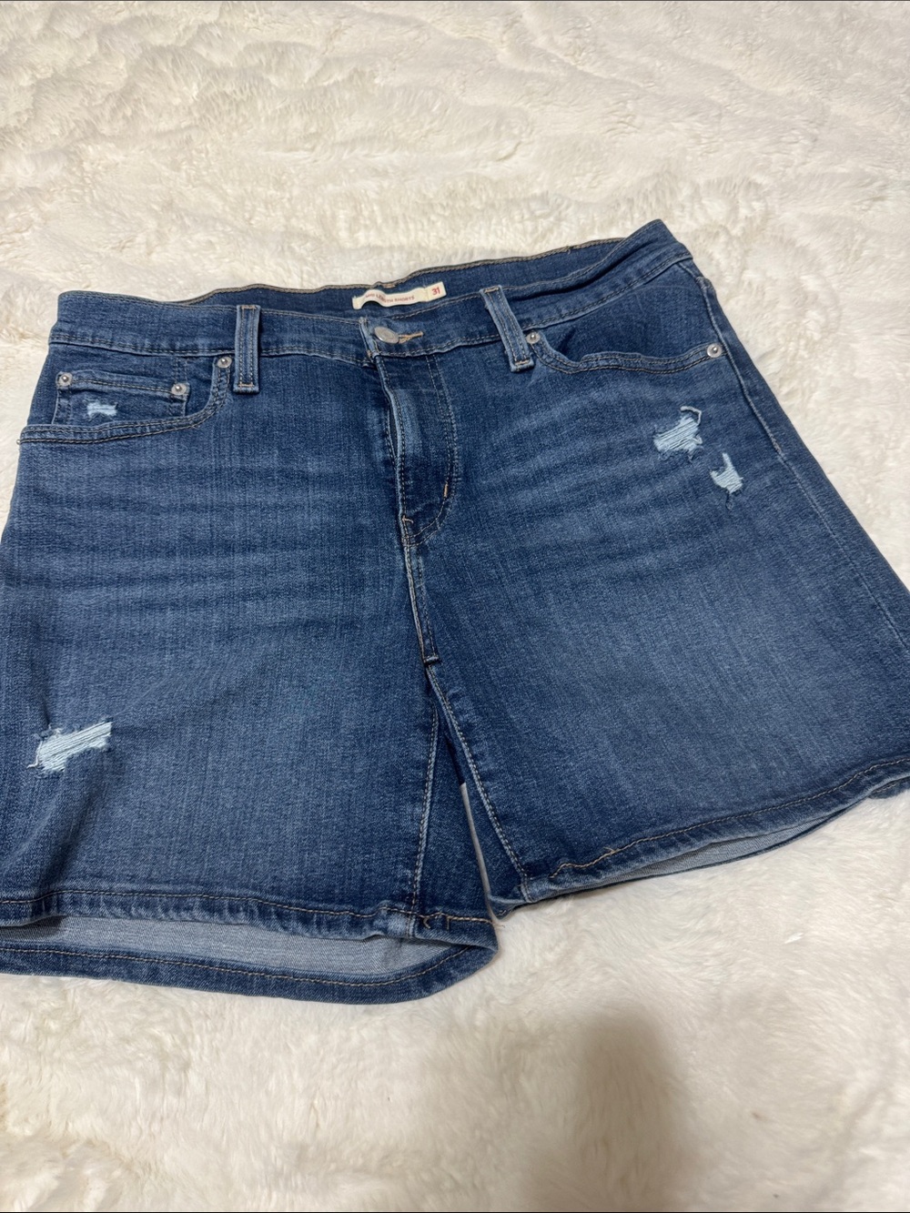 Levi's Dark Blue Distressed Women's Jean Shorts